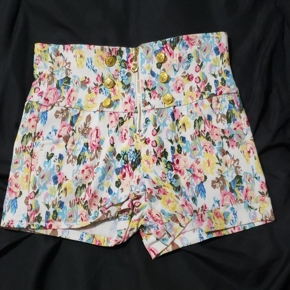 Girls white and floral shorts